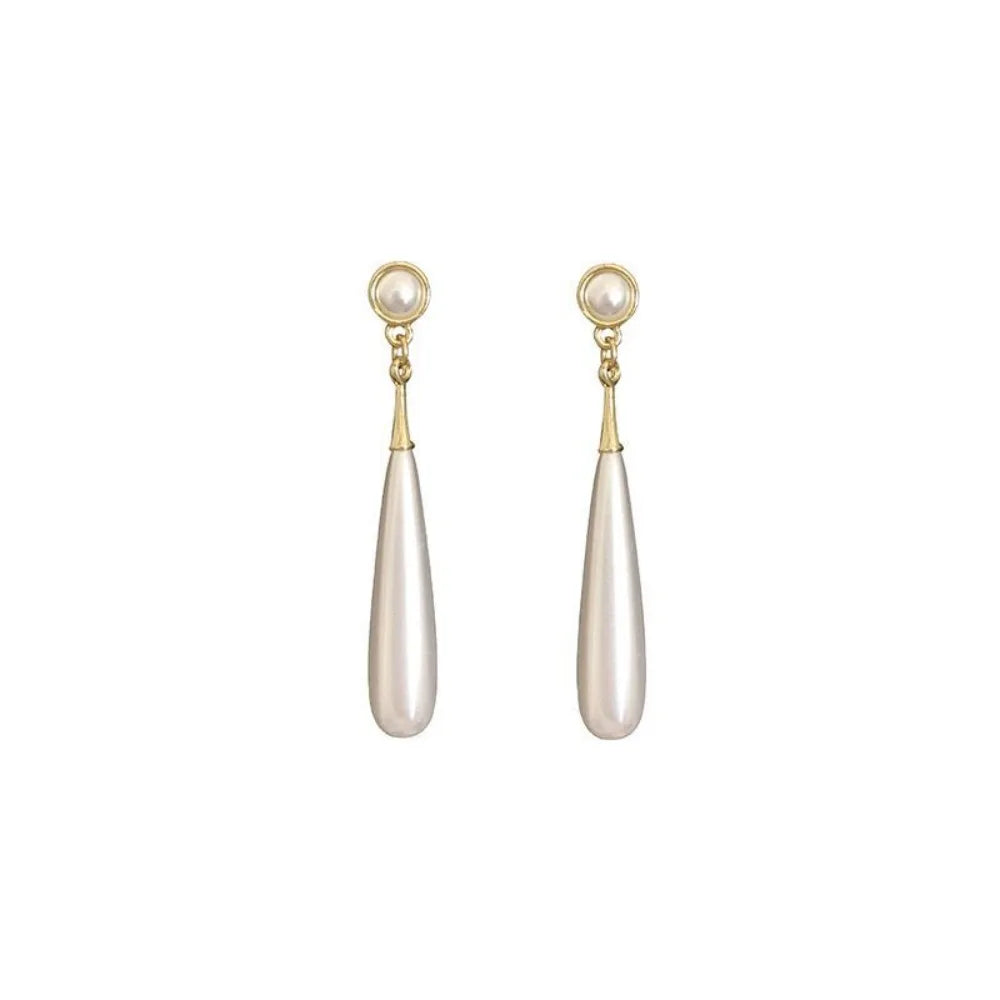 Long Hanging Earrings for Women Girl Imitation Pearl Water Drop Pendant Exaggerated Dangle Earrings Elegant Wedding Ear Jewelry