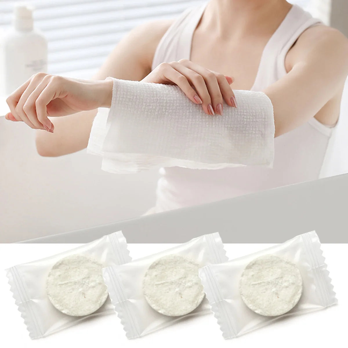100pcs Compressed Towels, Disposable Portable Face Towels for Cleansing, for Wet And Dry Use, Portable for Travel, Campin