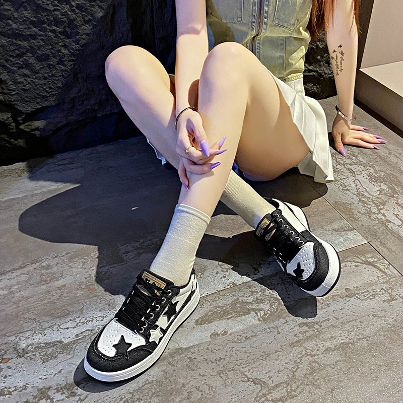 Summer Women's Sneakers New Star Thick Bottom Flat Patchwork Color Ladies Casual Shoes Fashion Anti-slip Women Vulcanize Shoes