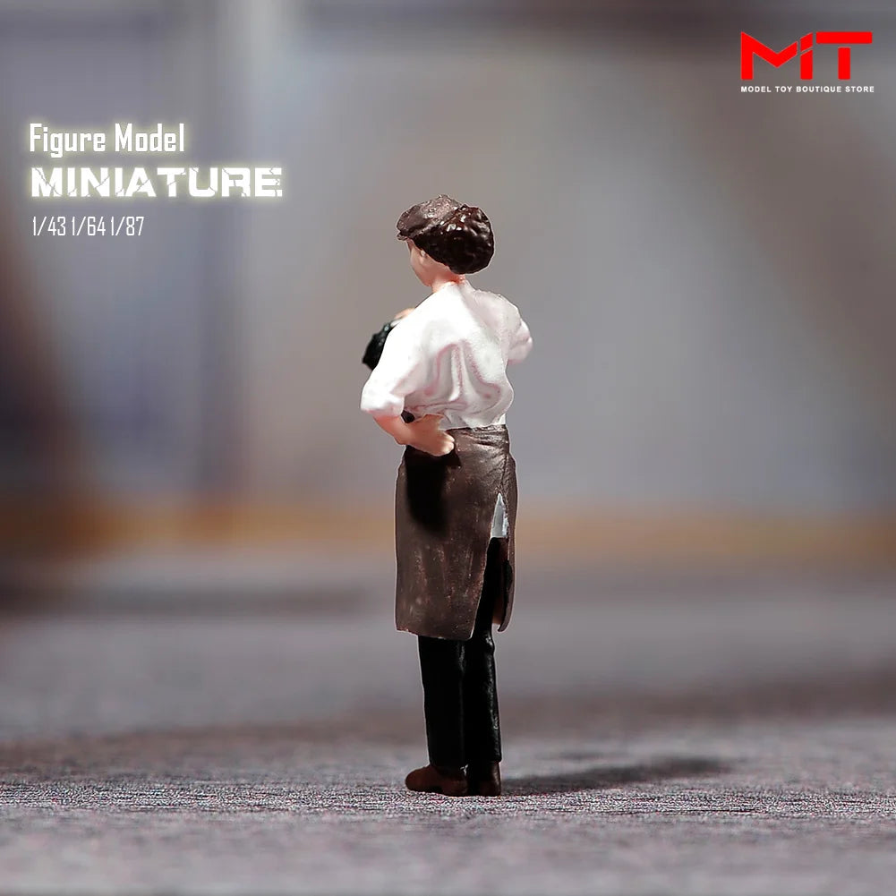 Miniature Figurines 1/87 1/64 1/43 1/24 Restaurant Waiter Diners Smoking Man Model Scene Figure DIY Creative Photography Props