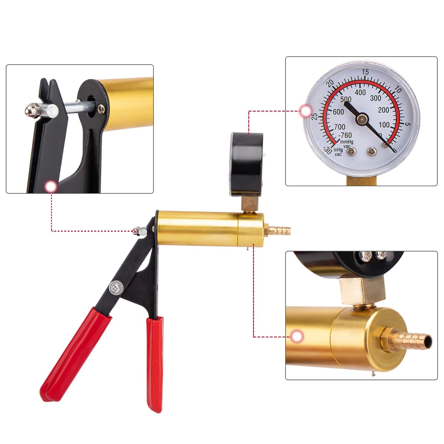 2 in 1 Brake Bleeder Kit Hand held Vacuum Pump Test Set for Automotive with Protected Case,One-Man Brake Clutch Bleeding System
