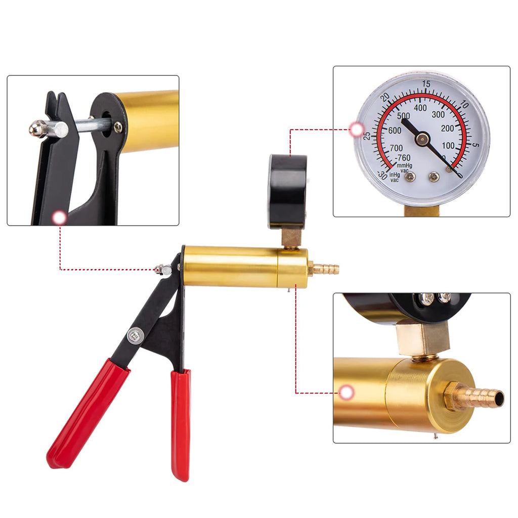 2 in 1 Brake Bleeder Kit Hand held Vacuum Pump Test Set for Automotive with Protected Case,One-Man Brake Clutch Bleeding System