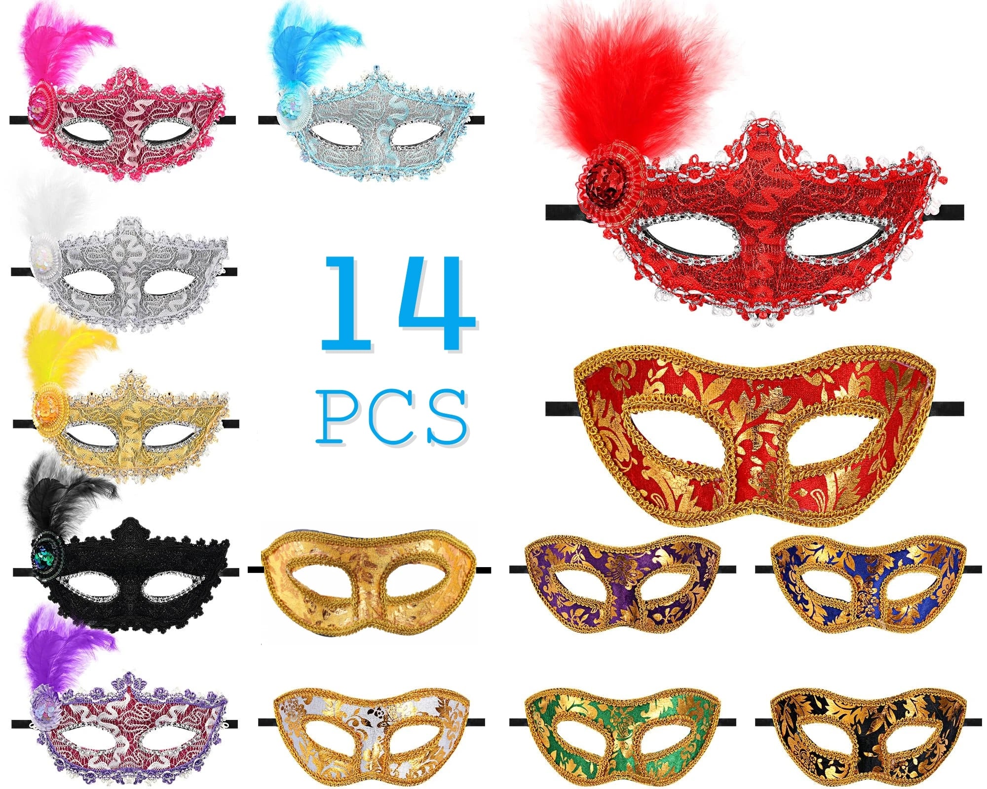14-56pcs Mardi Gras Masks Masquerade Mask Vintage Antique Masks 14 Stlyes Venice Mask For Carnival Party Club Cosplay Favor