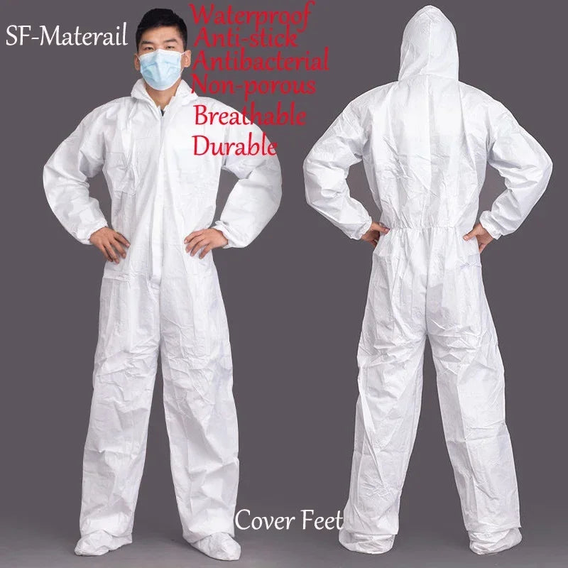 Disposable Breathable Dustproof Water Oil Resistant Work Safety Overall Anti Dust Spary Painting Decorating Labour Coverall Suit