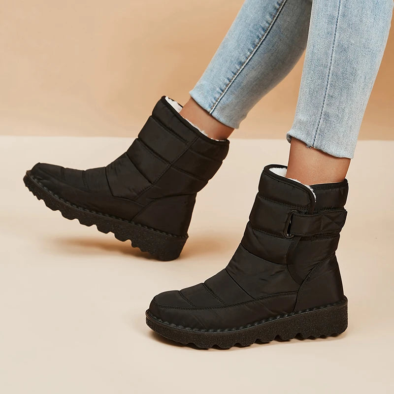 Waterproof Snow Boots for Women 2026 Non-slip Warm Winter Shoes Woman Thicken Plush Platform Ankle Boots Cotton Padded Shoes