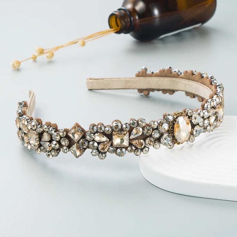 Baroque Retro Court Headband, Popular Design With Rhinestone Crystal Hair Band, Korean Style Face Wash Hair Accessories