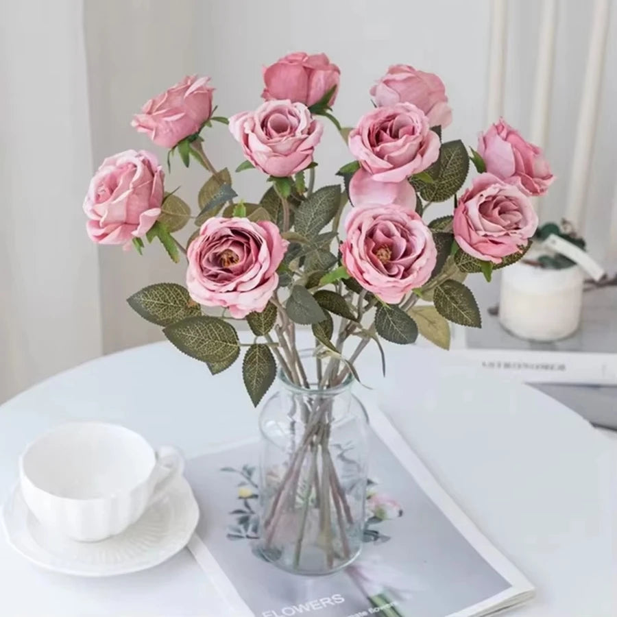 Artificial Flowers Silk Roses Wedding Bridal Bouquet Festival Outdoor Garden Home RoomTable Decor DIY Gift Box Hotsale Scrapbook