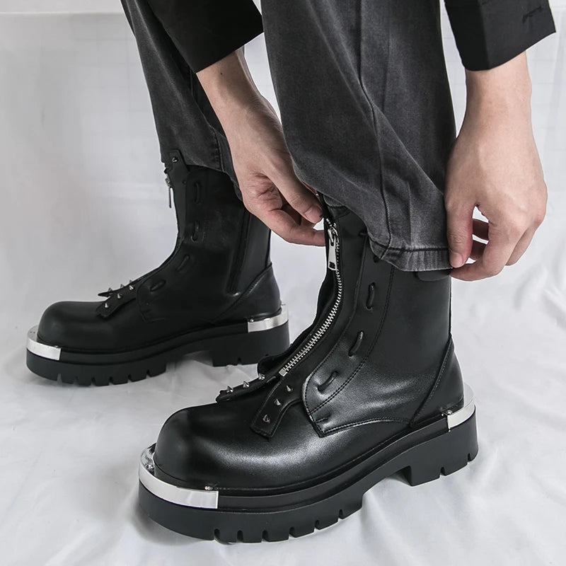 Winter Men Business Chelsea Shoes Black Men Long-sleeved Thick-soled Anti-slip Brand Warm Boots Outdoor Training Boots Men