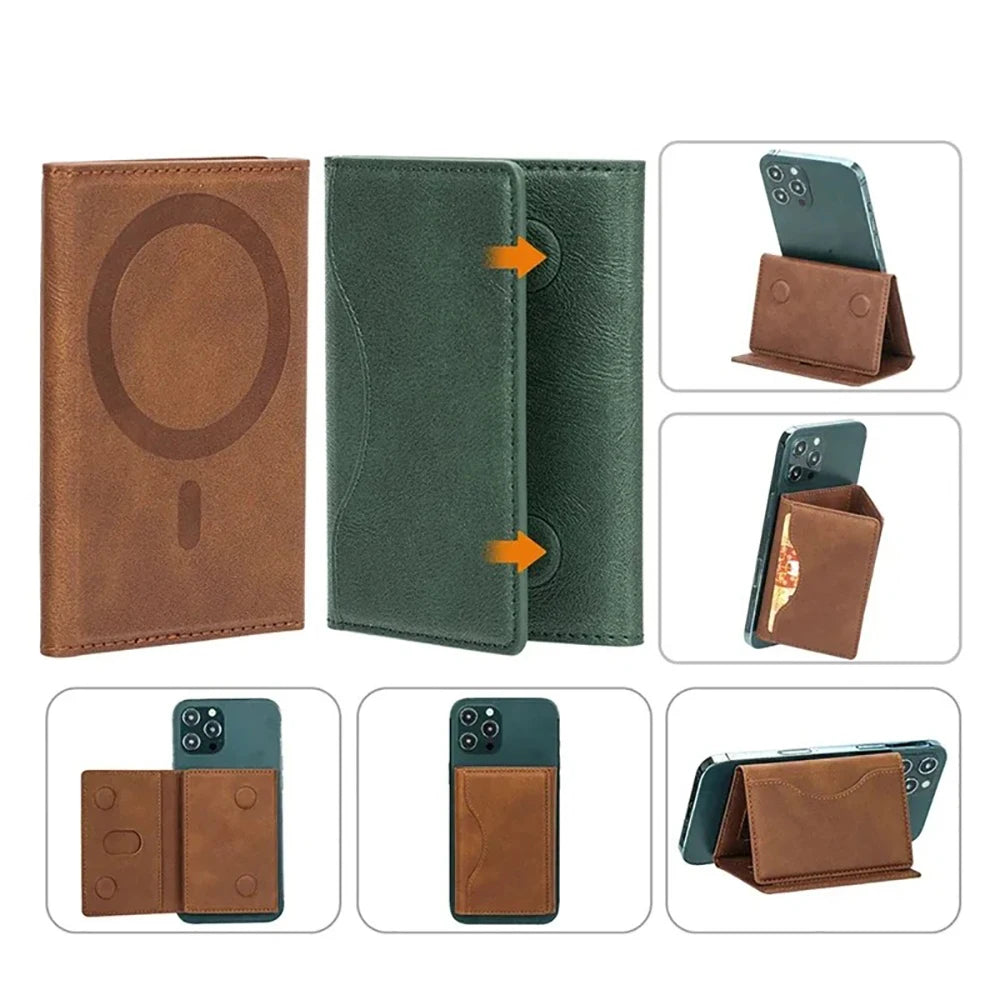Trifold Magnetic Phone Wallet PU Leather Magsafe Card Holder For Apple IPhone 16 15 Pro Max Plus Mini Slim Card Bag Case Cover