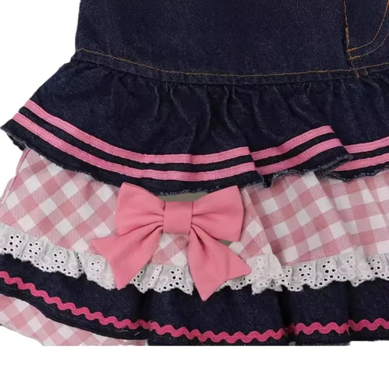 Skirt Women's 2026 New Summer Pink High-grade Pleated Denim Skirt Women's Clothes Bow Sweet Style