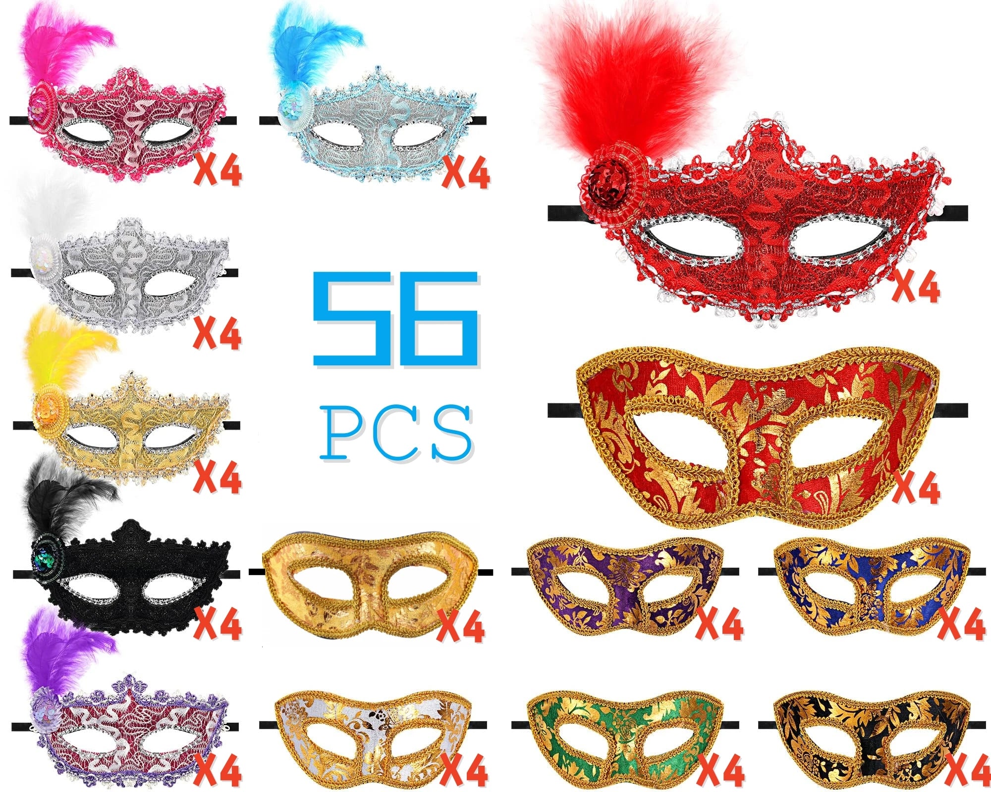 14-56pcs Mardi Gras Masks Masquerade Mask Vintage Antique Masks 14 Stlyes Venice Mask For Carnival Party Club Cosplay Favor