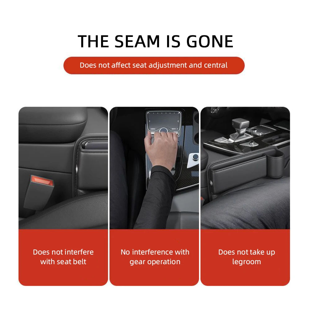 Multifunction Car Seat Gap Leak-proof Storage Bag  PU Leather Seat Slot Organizer Box For Car Seat Gap Filler With Cup Holder