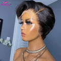Pixie Cut Wig Transparent Lace Human Hair Wigs For Women Straight Short Bob Wig 13x5x1 T Lace Wig Pre-pluck Brazilian Remy  Hair