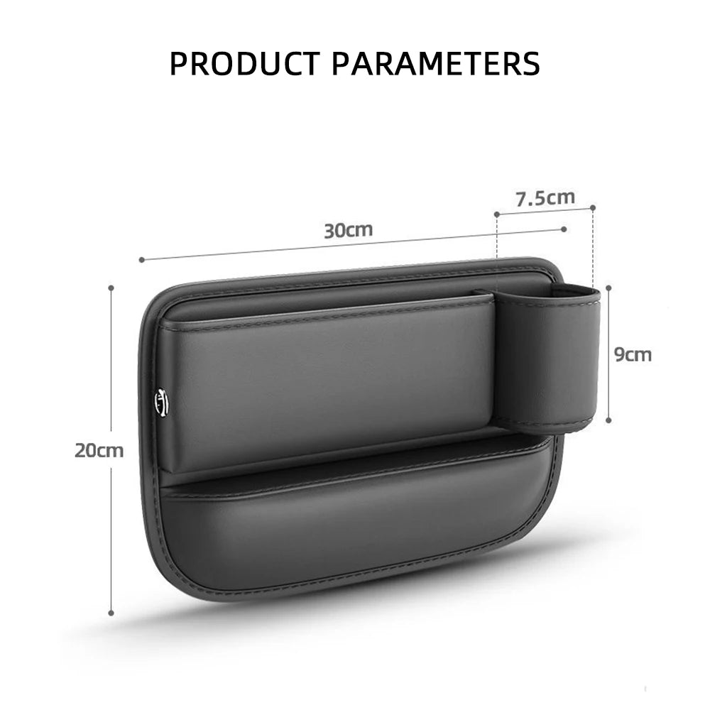 Multifunction Car Seat Gap Leak-proof Storage Bag  PU Leather Seat Slot Organizer Box For Car Seat Gap Filler With Cup Holder