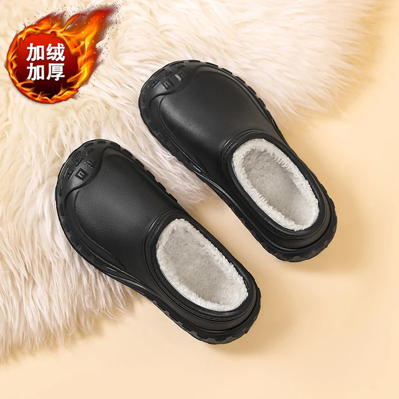Men's and women's winter shoes lightweight waterproof, non slip cotton shoes plush warm outdoor cotton slippers black snow shoes