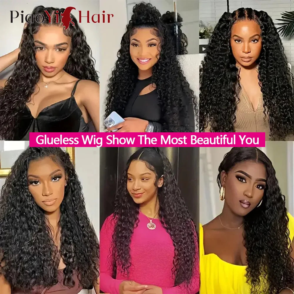 6X4 Lace Glueless Wigs Human Hair Water Wave Wig Ready To Wear Go Wig Brazilian Human Hair Curly Glueless Wig Pre Cut For Women