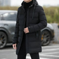 Winter medium and long men's hooded cotton clothes 2026 new down cotton clothes long men's jackets men clothing