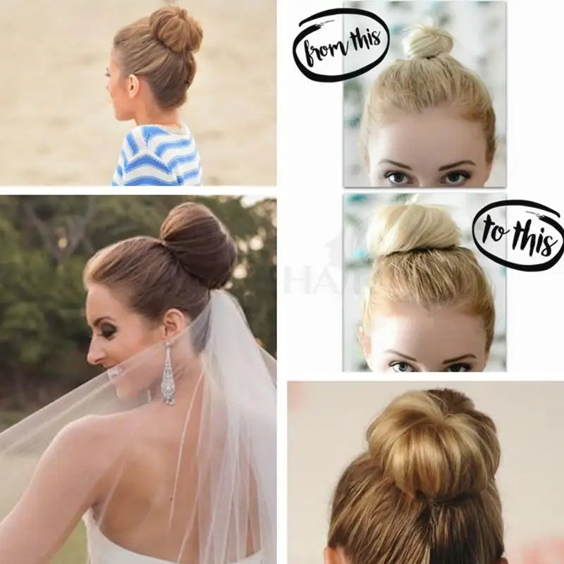 Hair Bun Human Hair Drawstring Hair Bun Wig Flexible Brown Blonde 6Inches Chignons Ponytail Hairpieces For Thinner Hair