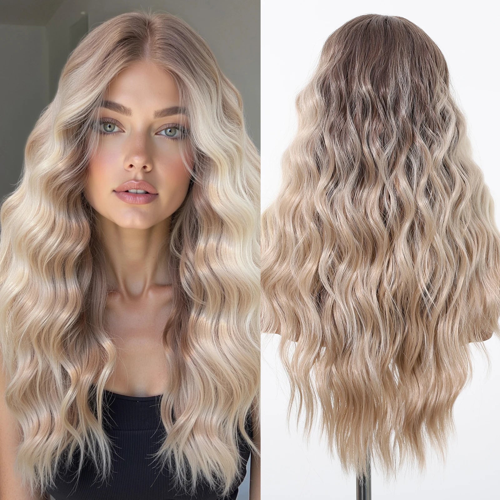 Gray White Highlight Synthetic Wigs 13*6 Transparent Swiss Lace Frontal Wigs Body Wave Long Curly Wigs for Women Elder Mommy Wig