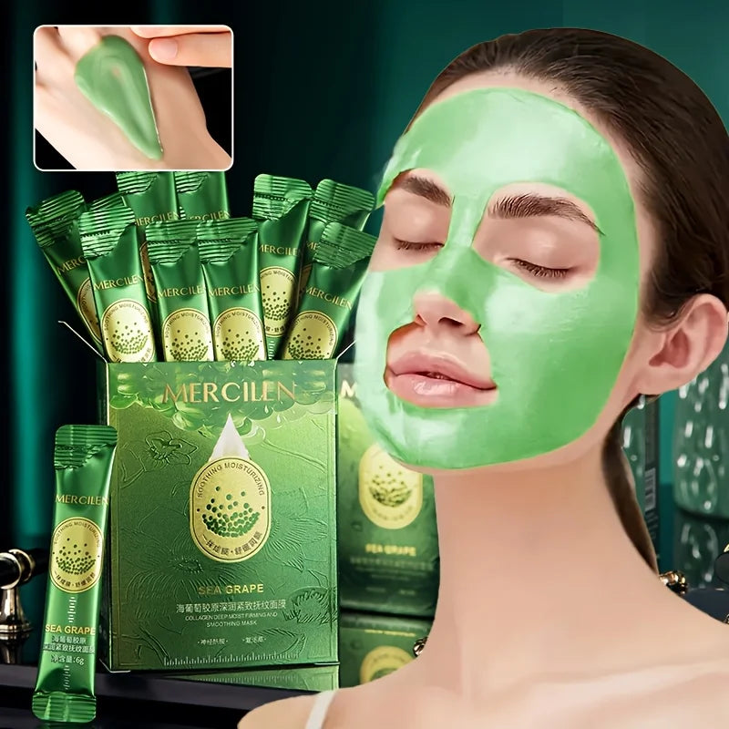 10pcs Mercilen Sea Grape Peeling Facial Masks Anti Wrinkle Moisturizing Hydrating Anti-Aging Peel-Off Face Mask Tearing Masks