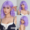 ELEMENT 16 Inch Ombre Golden Blonde Loose Curly Hair Wig with Bangs Lolita Cosplay Party Daily Wigs for Women