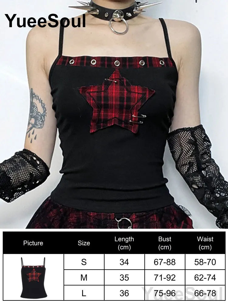 Gothic Crop Tops Black Spaghetti Strap Mesh Slim Corset Tops 2026 New Goth Punk Grunge Fairy Core Sexy Y2K Halloween Clothing