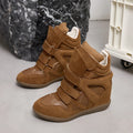 AIYUQI Women’s Ankle Boots 2026 New Genuine Leather 8CM Hidden Heel Women’s Platform Casual Sneakers Women