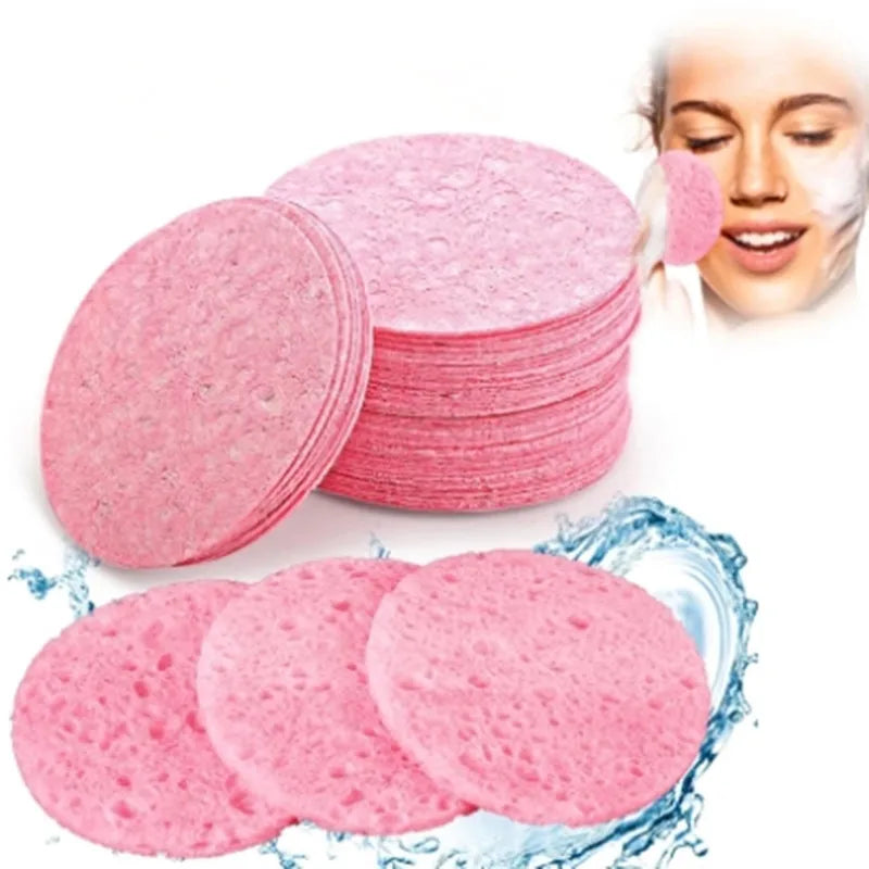 50-100 PCS Compress Face Wash Puff Natural Wood Pulp Sponge Face Wash Puff Foaming Face Puff Cosmetic Puff Face Cleansing Sponge