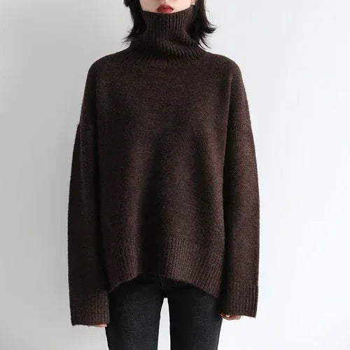 CHIC VEN Korean Women's Sweater Loose Turtleneck Sweaters Warm Solid Pullover Knitwear Basic Female Tops Autumn Winter 2026