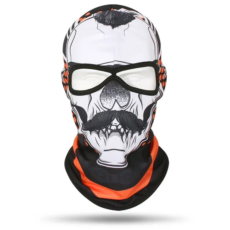 2 Holes Skull Balaclava Outdoor Motorcycle Riding Face Mask Windproof Caps Rider Head Cover Ski Masks MTB Bicycle Headgear