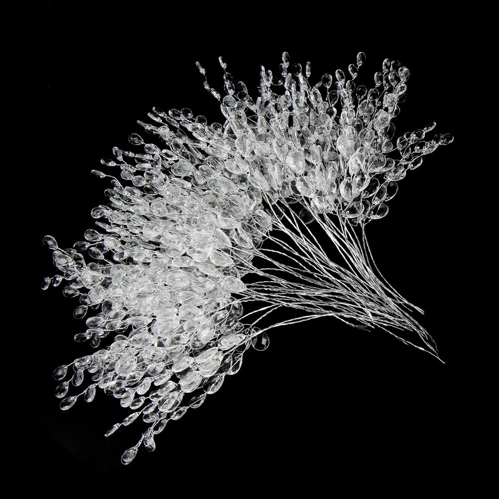 Artificial white crystal acrylic water droplet handmade Hot sale wedding bridal bouquet wreath hairpin DIY gift decor accessory