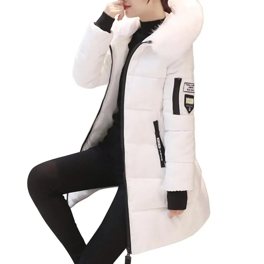 2026 New Winter Coat Women's Jacket Fur Neckline Long Basic Coats Thick Jackets Cotton Padded Outerwear Parkas Female Clothes