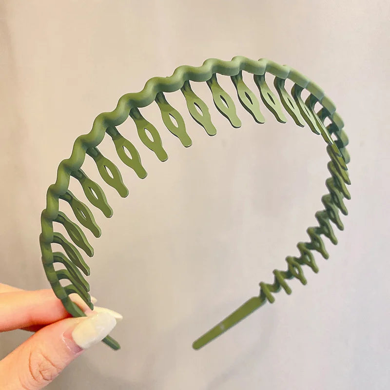 Elegant Solid Color Wave Hairbands For Women Trendy Toothed Non-slip Hair Combs Hair Accessories Girl Face Wash Sports Headbands
