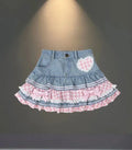 Cowboy Patchwork Mini Skirt Women 2025 New Style Summer  Sexy Pleated Denim Skirts