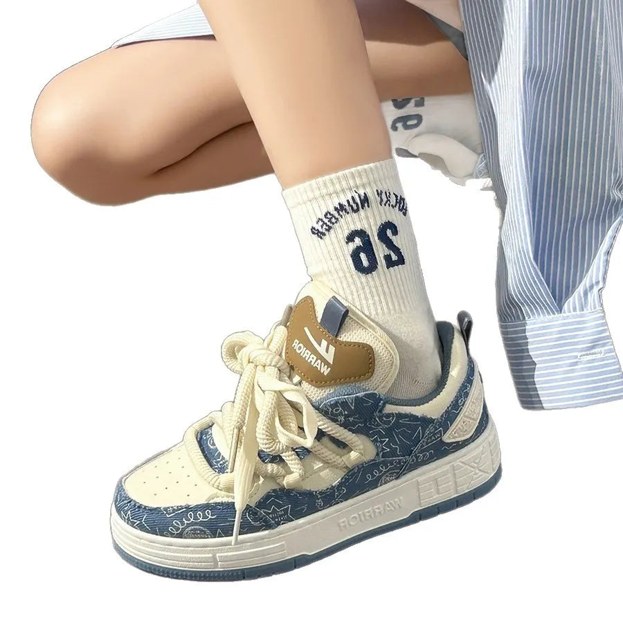 Unisex Thick Bottom Casual Sports Shoes Spring New Style Couple Matching Low Top Cross Buckle Velcro Sneakers for Men And Women
