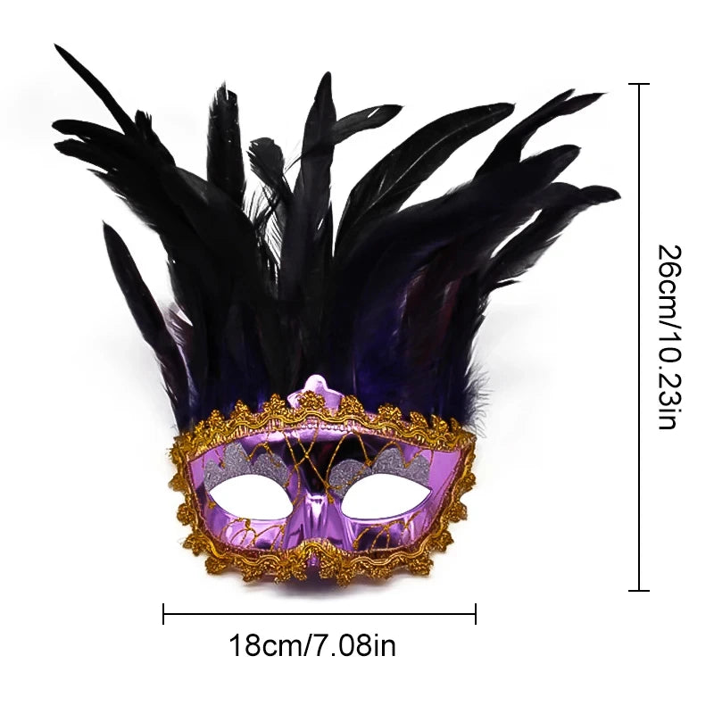 Venetian Masquerade Party Mask Feather Masks Halloween Indian Cosplay Costumes Women Eye Mask Bar Nightclub Half Face Mask