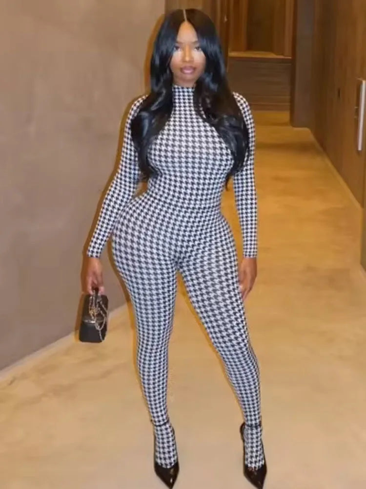 Weird Puss Sexy Foot Jumpsuit Women Snake Print Autumn Trend o-Neck Full Sleeve Stretch Skinny Street Clubwear Zip Slim Overalls