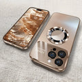 Luxury Titanium Metallic Glass Window Magnetic Wireless Charging Phone Case for iPhone 16 15 14 13 12 11 Pro Max Plus Back Cover