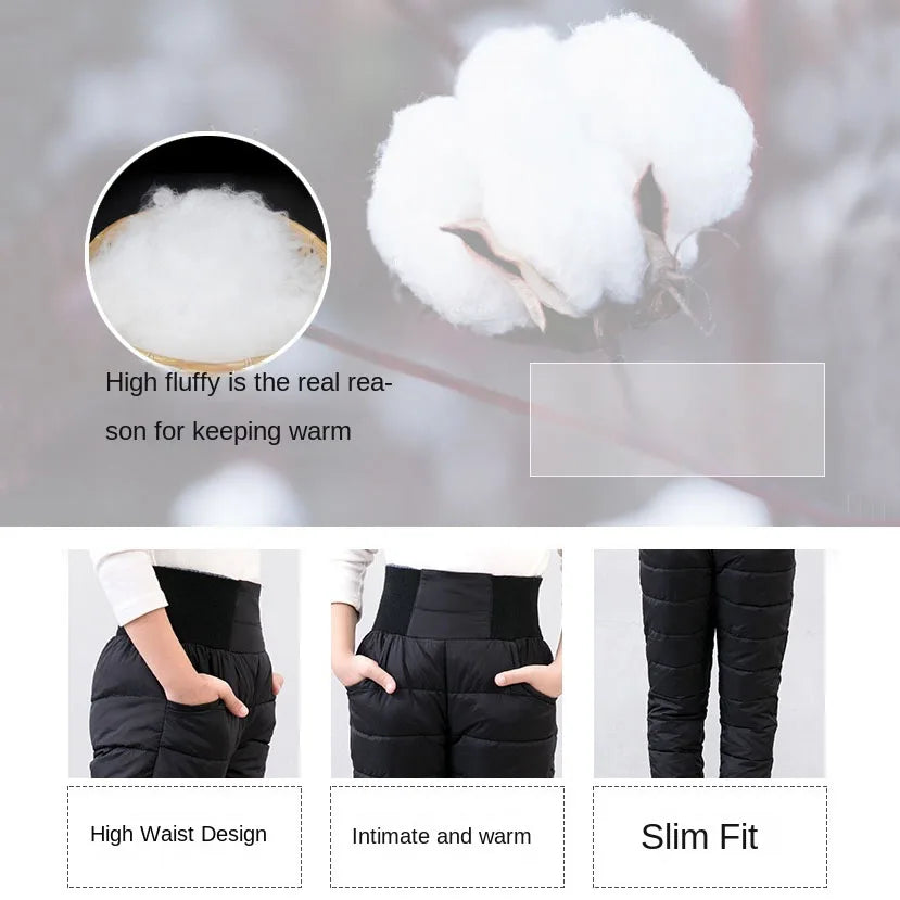 Boys and Girls Winter Clothes High Waist Cotton Padded Thick Warm Trousers Kids Waterproof Ski Pants 2-12 Years