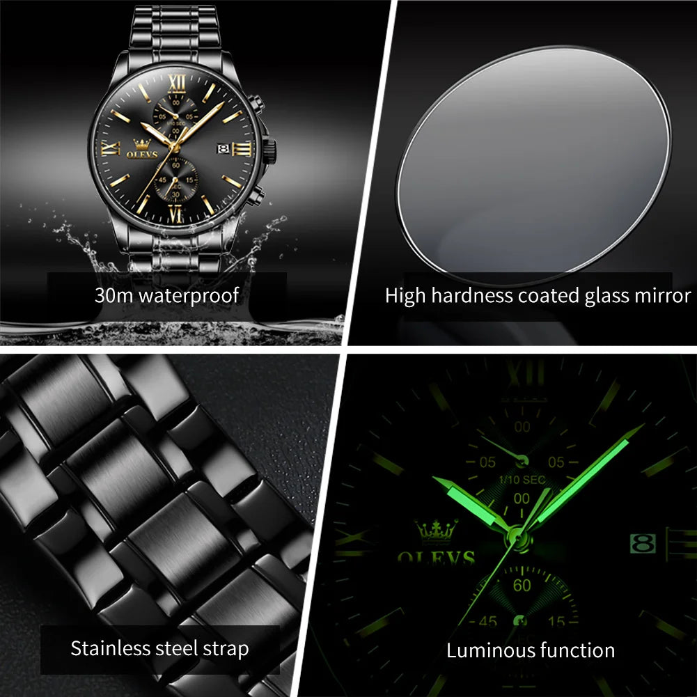 OLEVS 2886 Mens Watch Business Luxury Quartz Watch Waterproof Luminous Watch For Man  Multifunctional Chronograph Watch Original