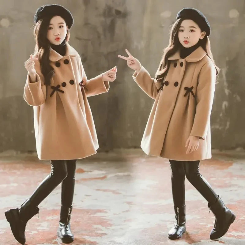 Girls'  coat winter children's medium and long thickened warm  coat children's clothes
