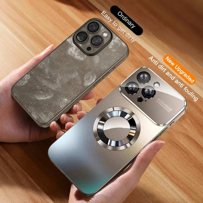 Luxury Glass Camera For Magesafe Magnetic Wireless Charge Case For iPhone 17 16 15 14 13 12 11 Pro Max Air Plus Shockproof Cover