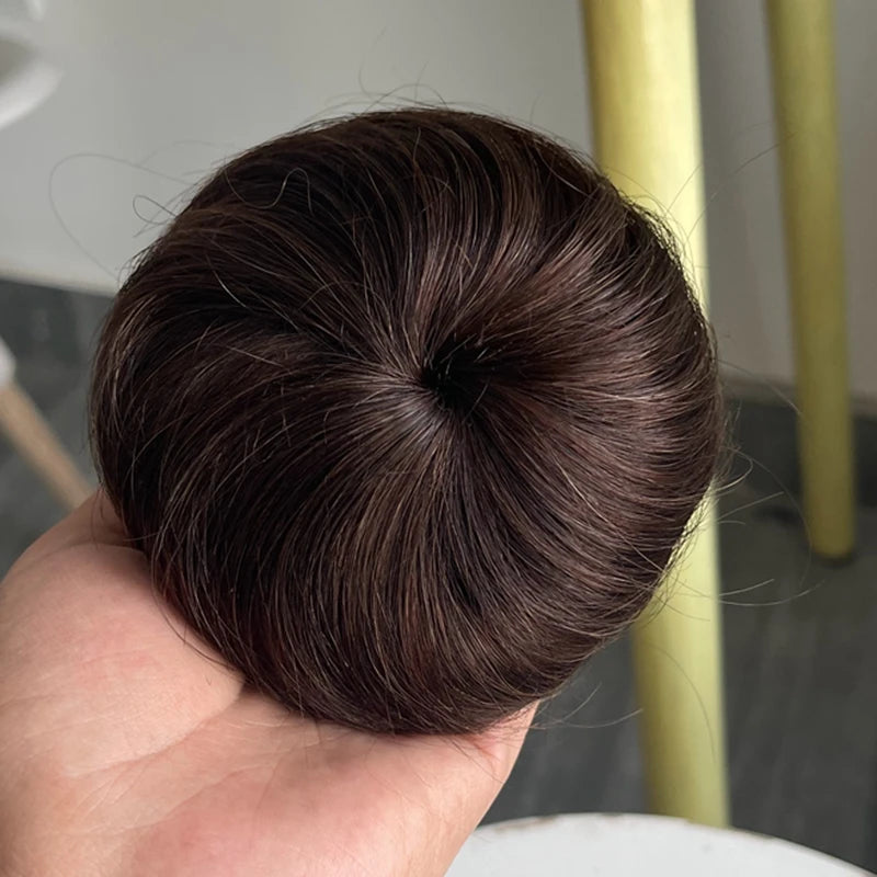 Hair Bun Human Hair Drawstring Hair Bun Wig Flexible Brown Blonde 6Inches Chignons Ponytail Hairpieces For Thinner Hair