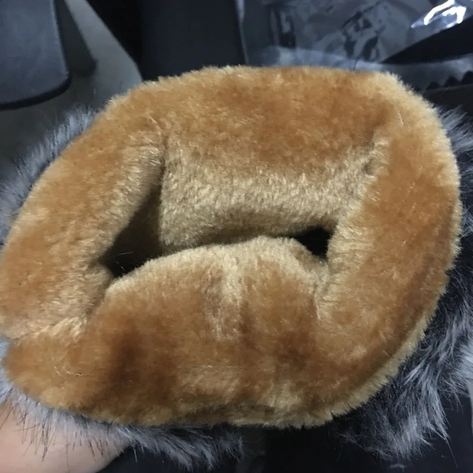 Women Shoes Winter Women Boots Casual Warm Fur Mid-calf Boots Slip on Round Toe Wedges Snow Boots Plus Size 35-42