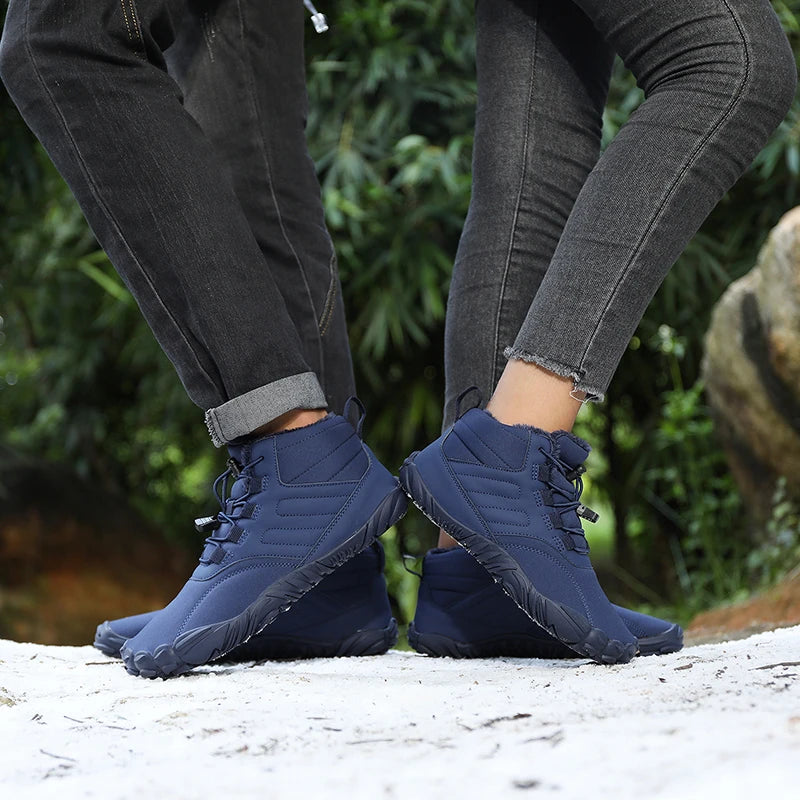 Winter Warm Running Barefoot Shoes Women Men Rubber Camping Sneakers Waterproof Non-Slip Breathable for Outdoor Walking