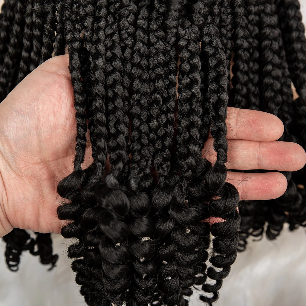 Full Lace Braided Wig with Curly Ends Synthetic Cornrow Braids Wig for Black Women Lace Frontal Afro Knotless Braiding Wigs