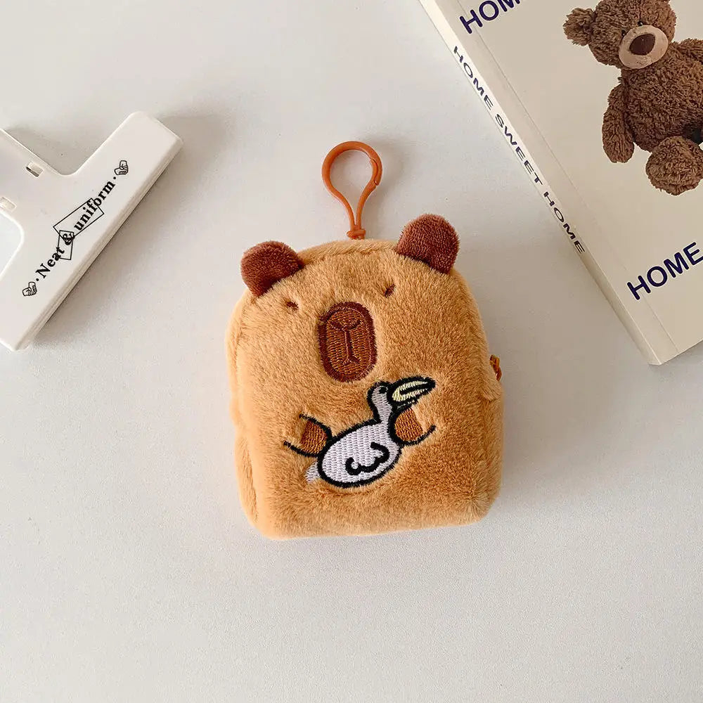 Pink Strawberry Printed Mini Coin Purse Backpack Pendant Anti Loss Key Chain Wallet Portable Multifunctional Earphone Bag