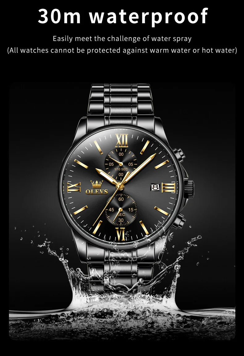 OLEVS 2886 Mens Watch Business Luxury Quartz Watch Waterproof Luminous Watch For Man  Multifunctional Chronograph Watch Original