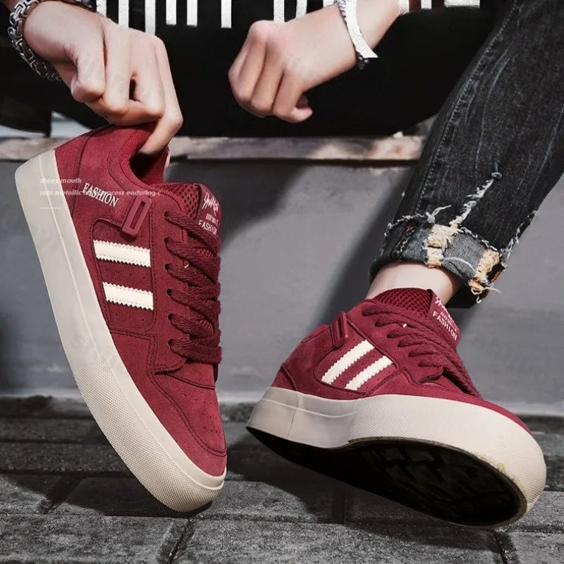 Men's Fashion Trend Canvas Casual Shoes 2026 Spring Low Top Thick Sole Non Slip Sports Shoes Comfortable Lace Up Chunky sneakers