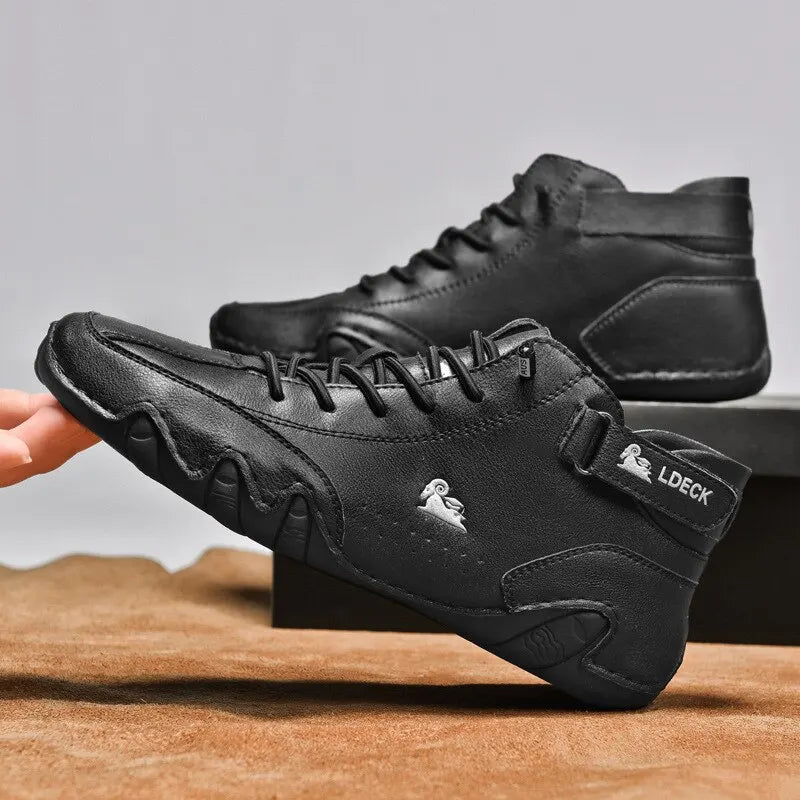 Men Boots Casual Motorcycle Winter Shoes 2026 Waterproof High Top Sneakers Luxury Footwear